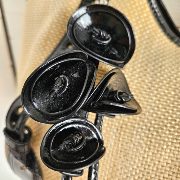 Cole haan Halsey straw and patent leather tote handbag - Picture 3 of 7